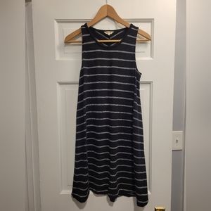 Madewell sleeveless black and white striped trapeze dress